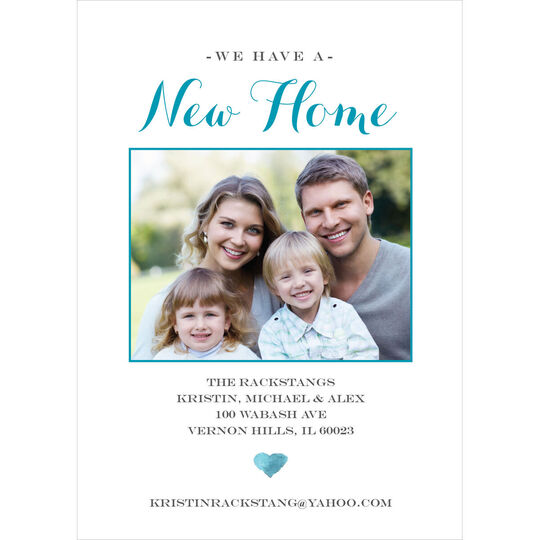 Teal New Home Photo Moving Announcements